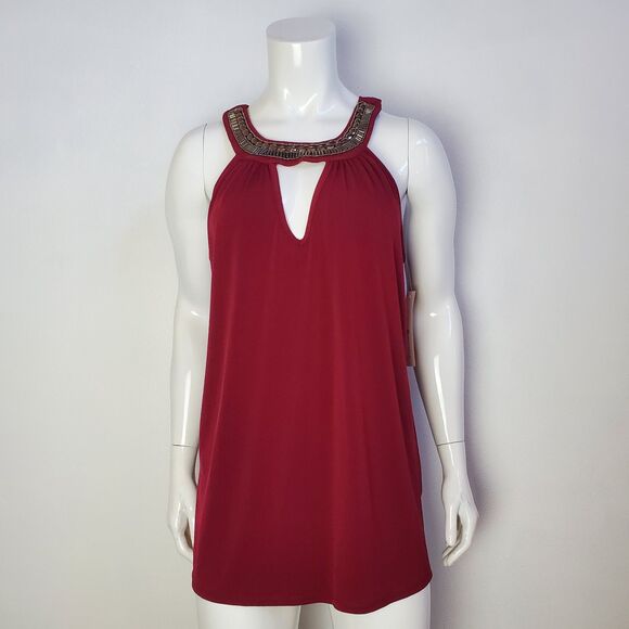 Tempted Tops - NEW Tempted Plus Size Maroon Beaded Tank